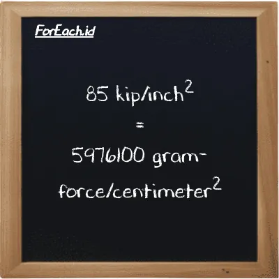 85 kip/inch<sup>2</sup> setara dengan 5976100 gram-force/centimeter<sup>2</sup> (85 ksi setara dengan 5976100 gf/cm<sup>2</sup>)